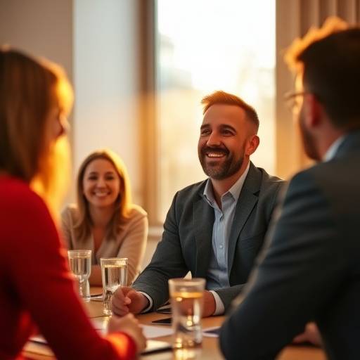 Un leader che ispira il suo team durante una riunione